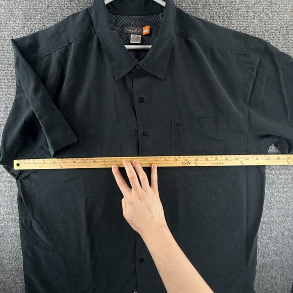 Quiksilver Short Sleeve 2XL Black Button Up Mens Solid Skate Pocket Shirt Spread - Picture 5 of 16
